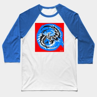 phoenix in red pattern in blue flames Baseball T-Shirt